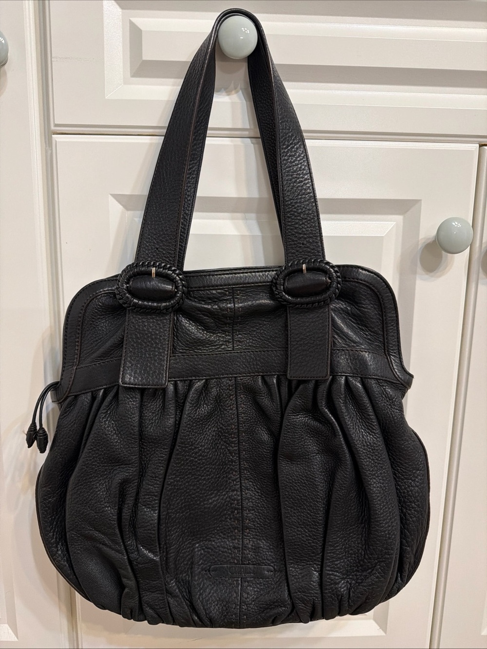 $398 Cole Haan Black Pebbled Leather Purse